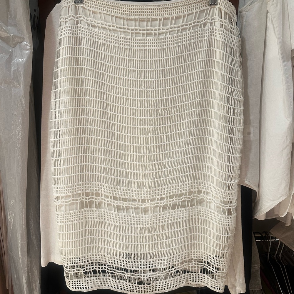 LYSSE never worn Elegant White Crochet Skirt